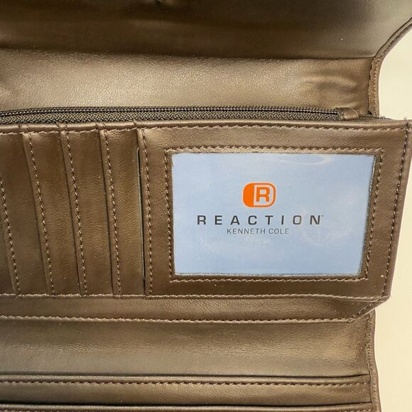 Reaction Kenneth Cole Brown Leather Wallet New - Picture 6 of 8